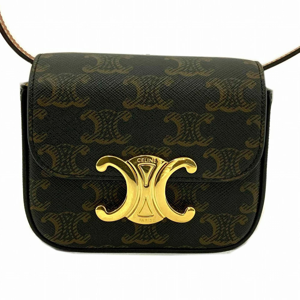 Celine Claude Shoulder Bag Brown Trim Off Celine